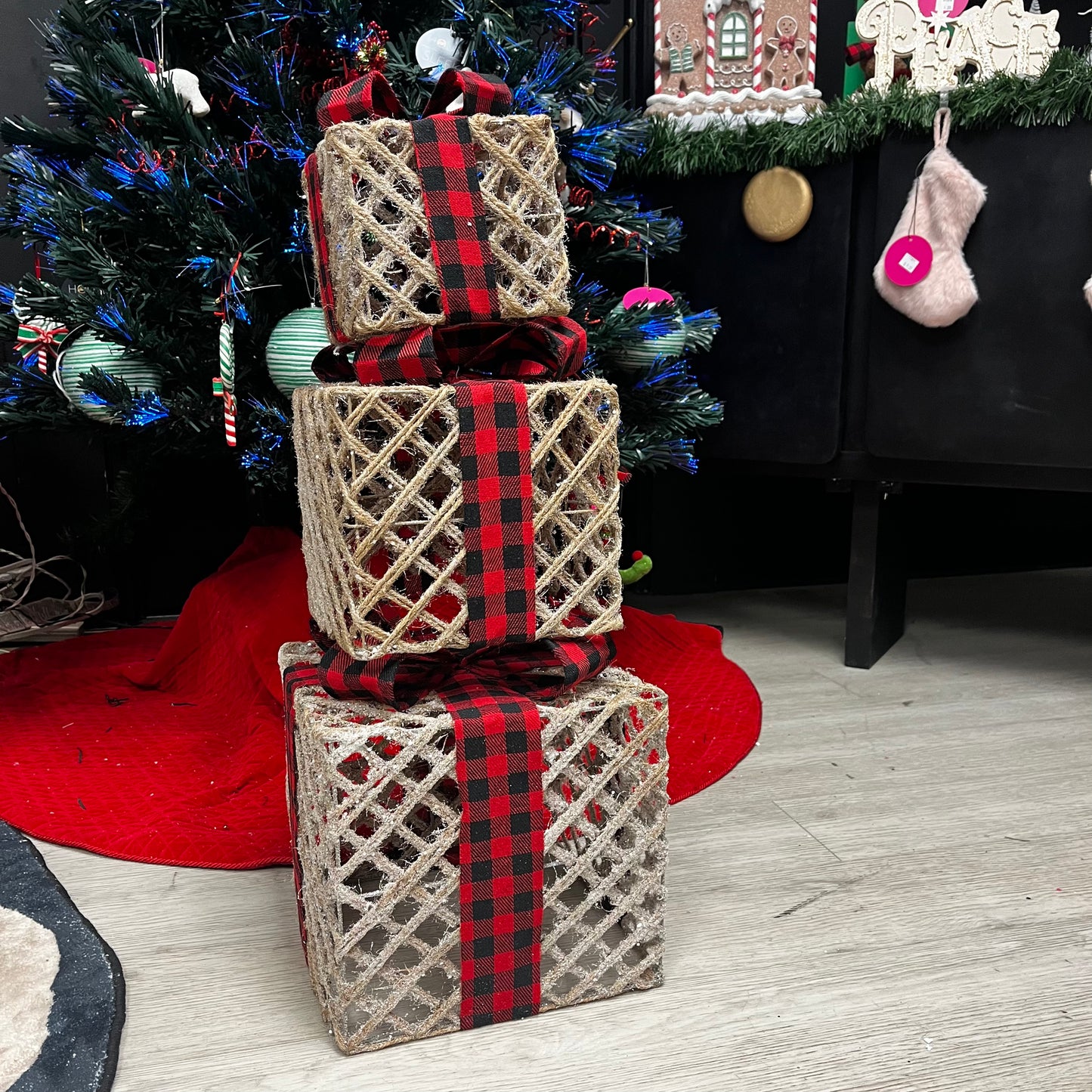 Rustic Plaid Gift Box Set of 3