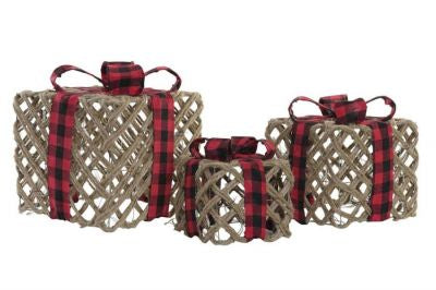 Rustic Plaid Gift Box Set of 3