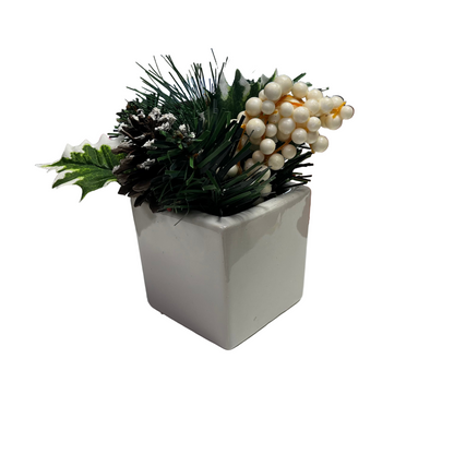 Faux White Berry and Pinecone arrangement *OPEN BOX