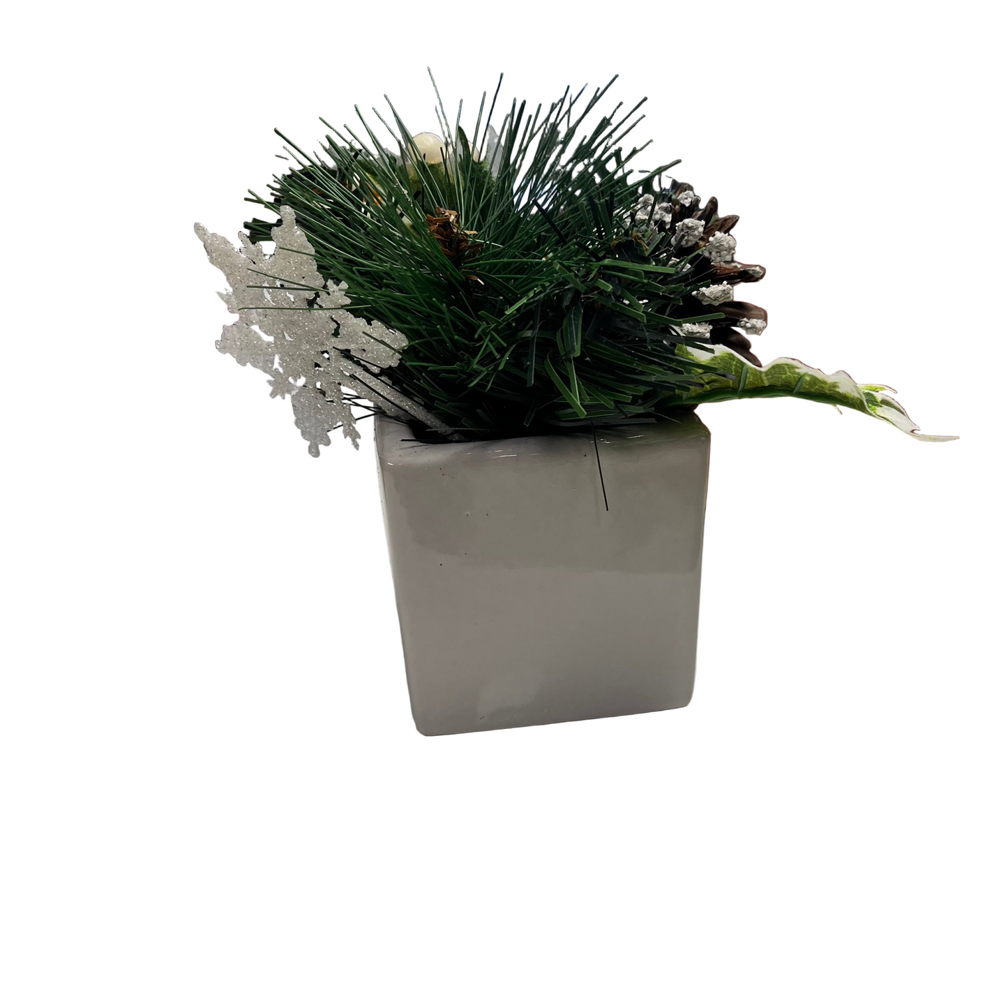 Faux White Berry and Pinecone arrangement *OPEN BOX