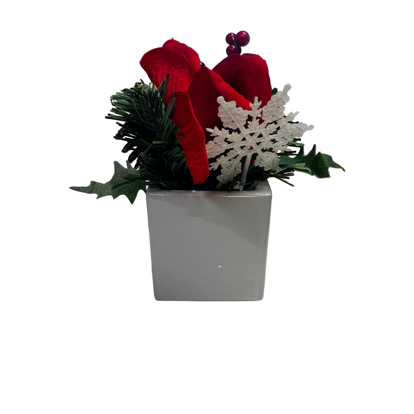 Red Berry and Pinecone Greenery Arrangement