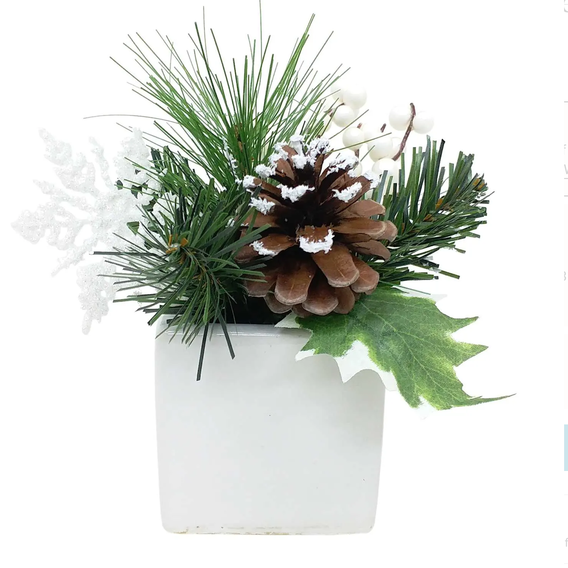 Faux White Berry and Pinecone arrangement *OPEN BOX
