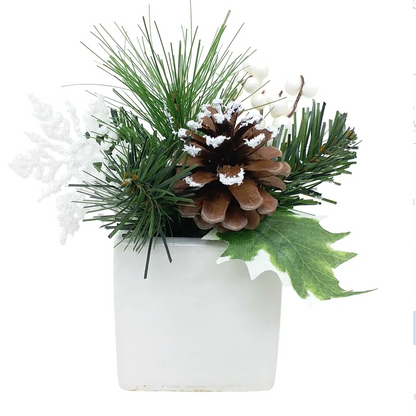 Faux White Berry and Pinecone arrangement *OPEN BOX