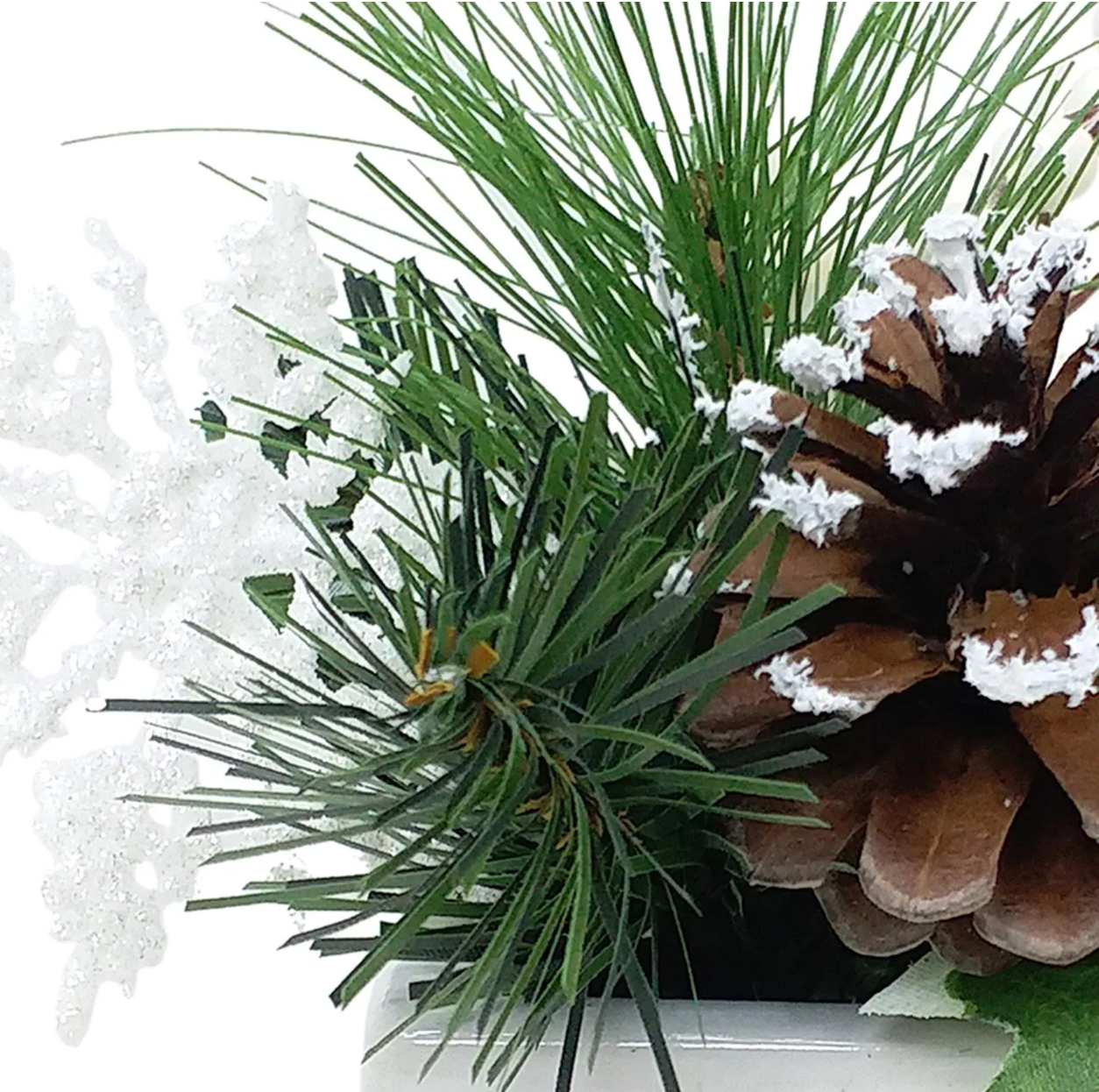 Faux White Berry and Pinecone arrangement *OPEN BOX