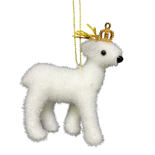 Fuzzy White Reindeer Ornament *OPEN BOX