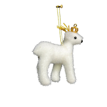 Fuzzy White Reindeer Ornament *OPEN BOX