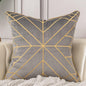 Grey Velvet Pillow W/Gold Accent Design-Set of 2