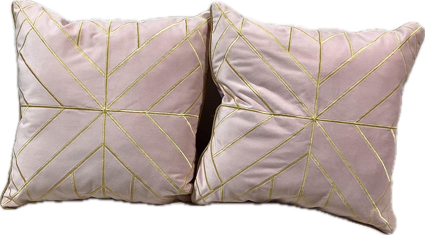 Pink Sued Pillow W/Gold Ascents