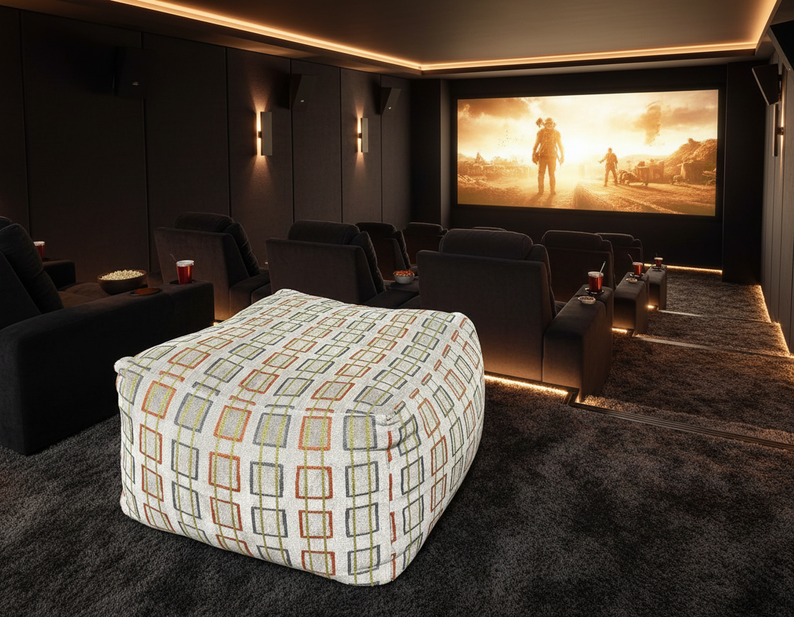 Multi Colored Pouf Ottoman-Open Box