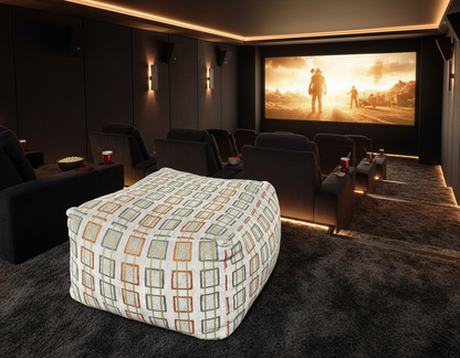 Multi Colored Pouf Ottoman-Open Box