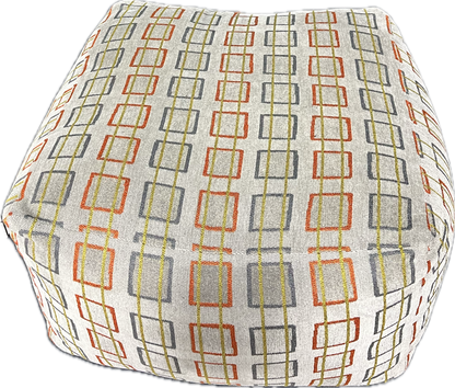 Multi Colored Pouf Ottoman-Open Box