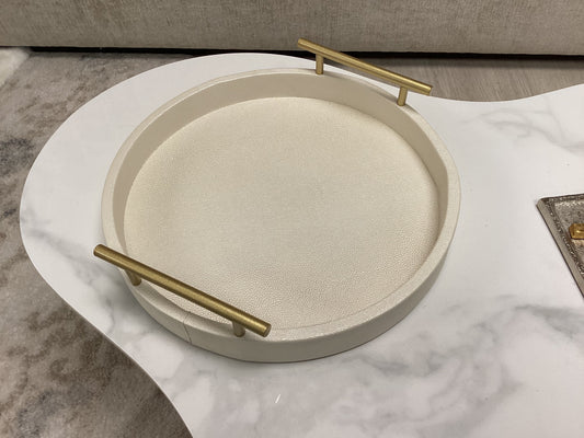 Textured Tray W/Gold Handles