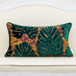 Rectangle Leaf Pillow Embroidery Cut Velvet