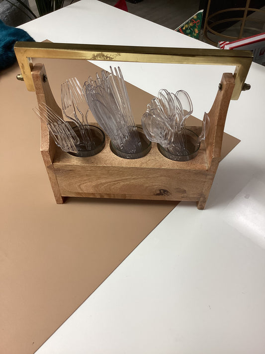 Wood storage holder W/Gold carrying handle-5019