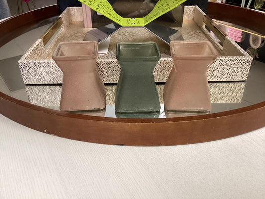 Pink glazed candle holder -5013