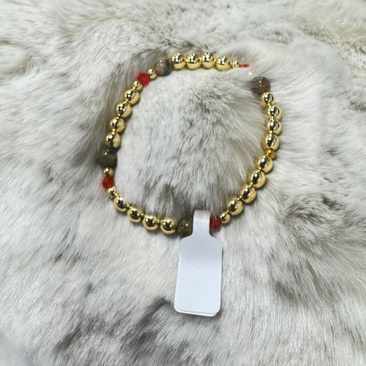 Agate Crystal W/Gold Bracelets