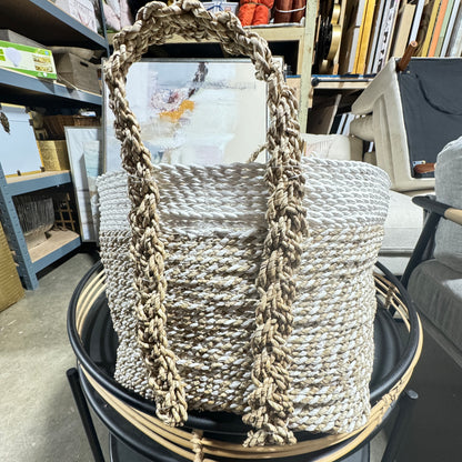 LG-Tan Wicker Basket With Handles