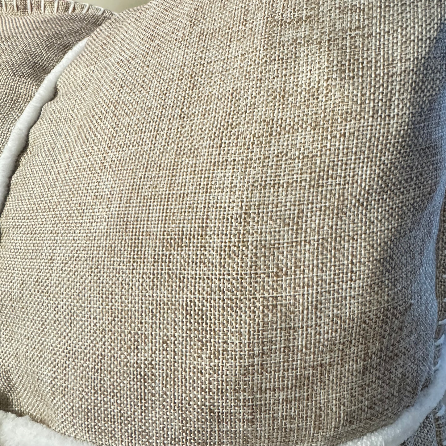 Beige Velvety Linen Throw Pillows- Set of 2- Open Box