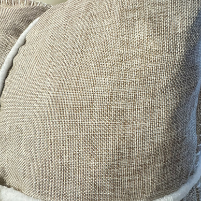 Beige Velvety Linen Throw Pillows- Set of 2- Open Box