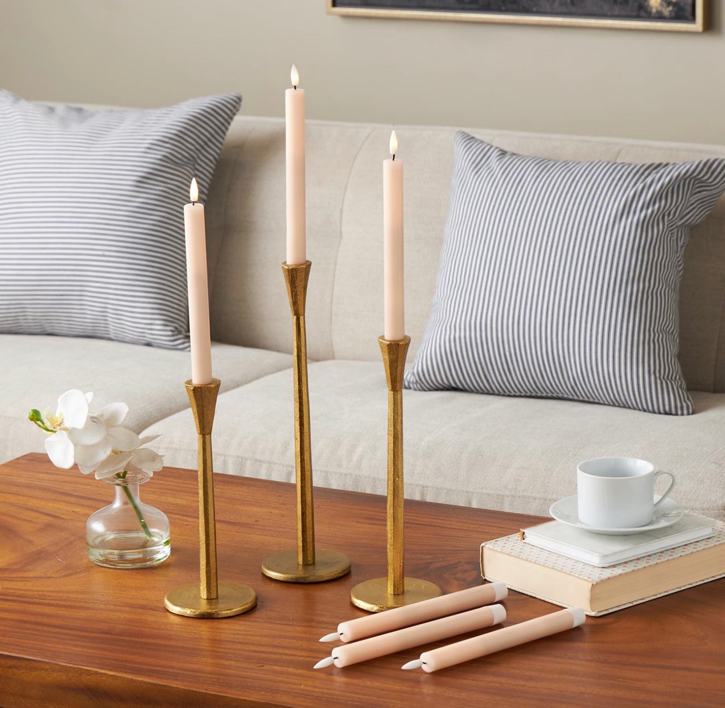 Outdoor Flameless Candle with Remote Control, Set of 6 10"H