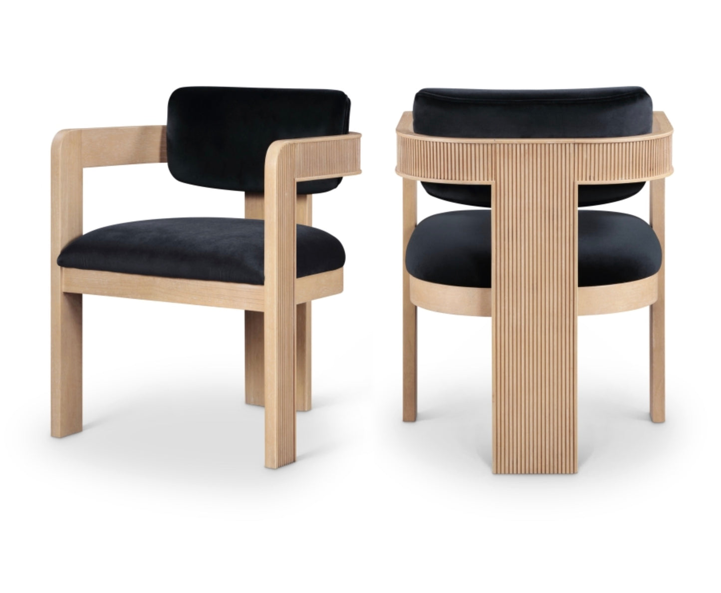 Fluted Velvet Upholstered Dining Chair (Set of 2)