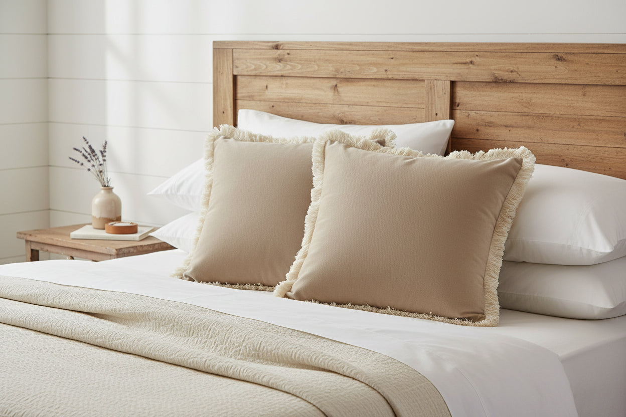 Naomi Beige Velvet Pillow – 18"x 18"