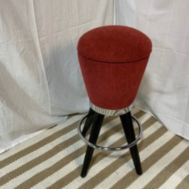 Red chenille rotating barstool.-OPEN BOX