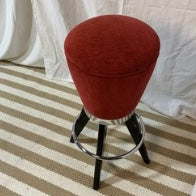 Red chenille rotating barstool.-OPEN BOX