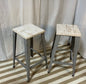 Rustic farmhouse painted white wood barstools-OPEN BOX