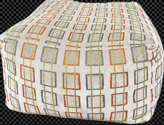 Multi Colored Pouf Ottoman-Open Box