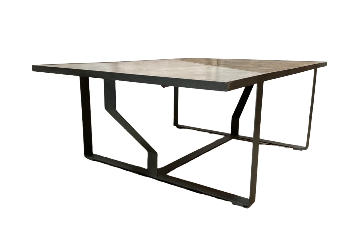 Metal mixed material coffee table-OPEN BOX