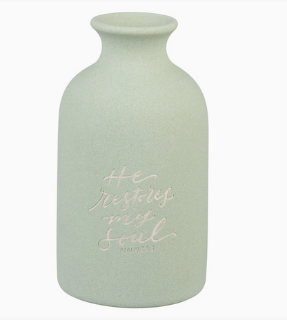 Table Vase He Restores My Soul Ps. 23:3