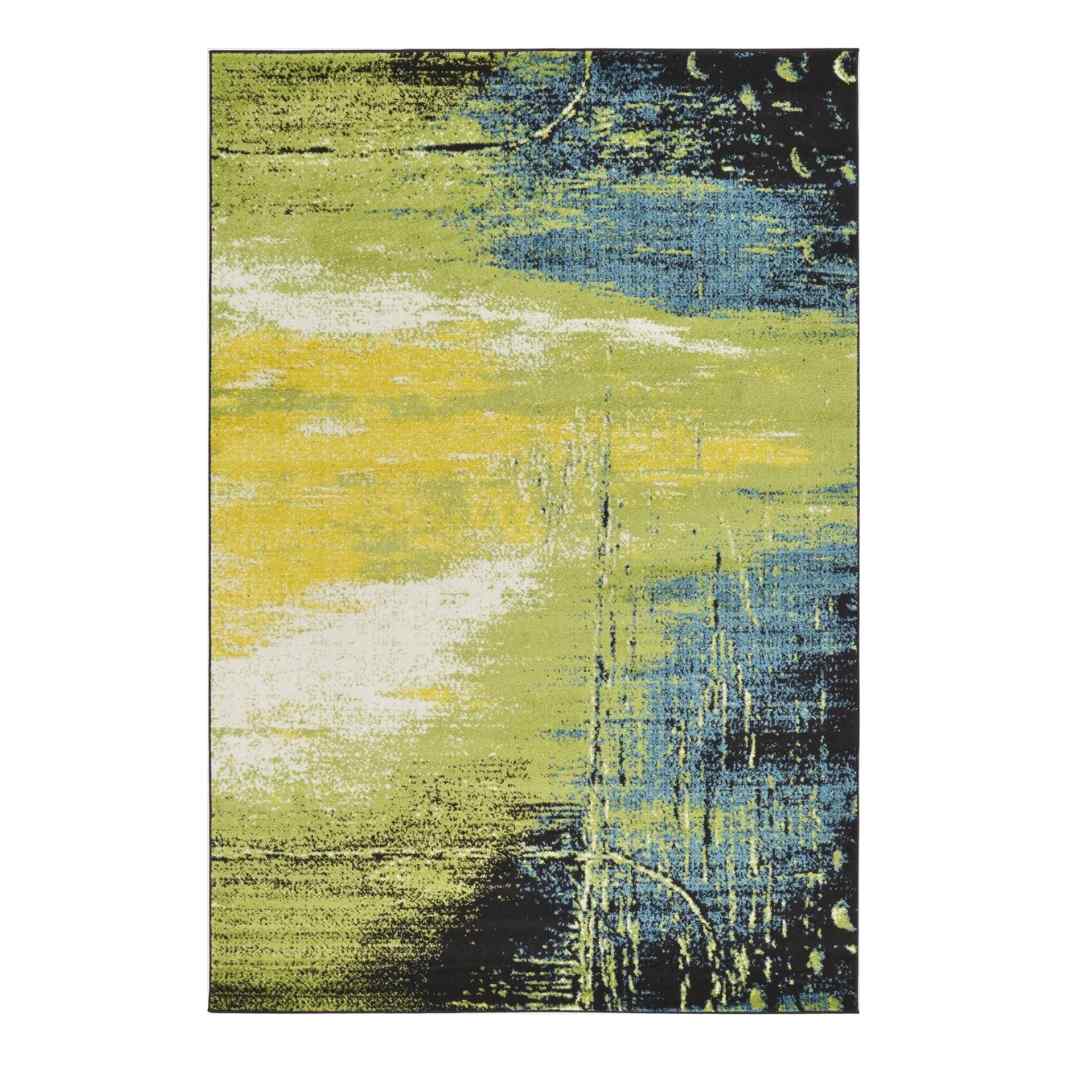 Light Green and Blue Lyon Rectangle Area Rug