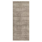 A rectangular area rug with a textured, distressed grid pattern in taupe and beige tones, shown flat against a white background.