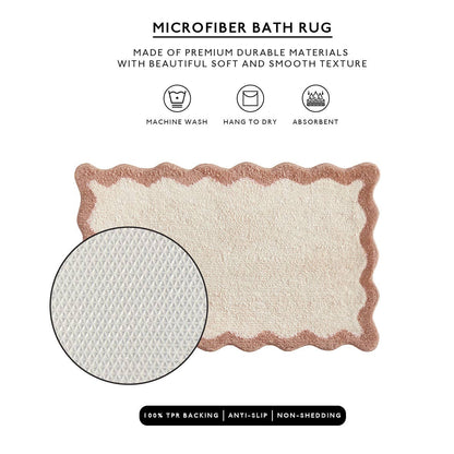 Microfiber bath rug with texture detail and features on a white background