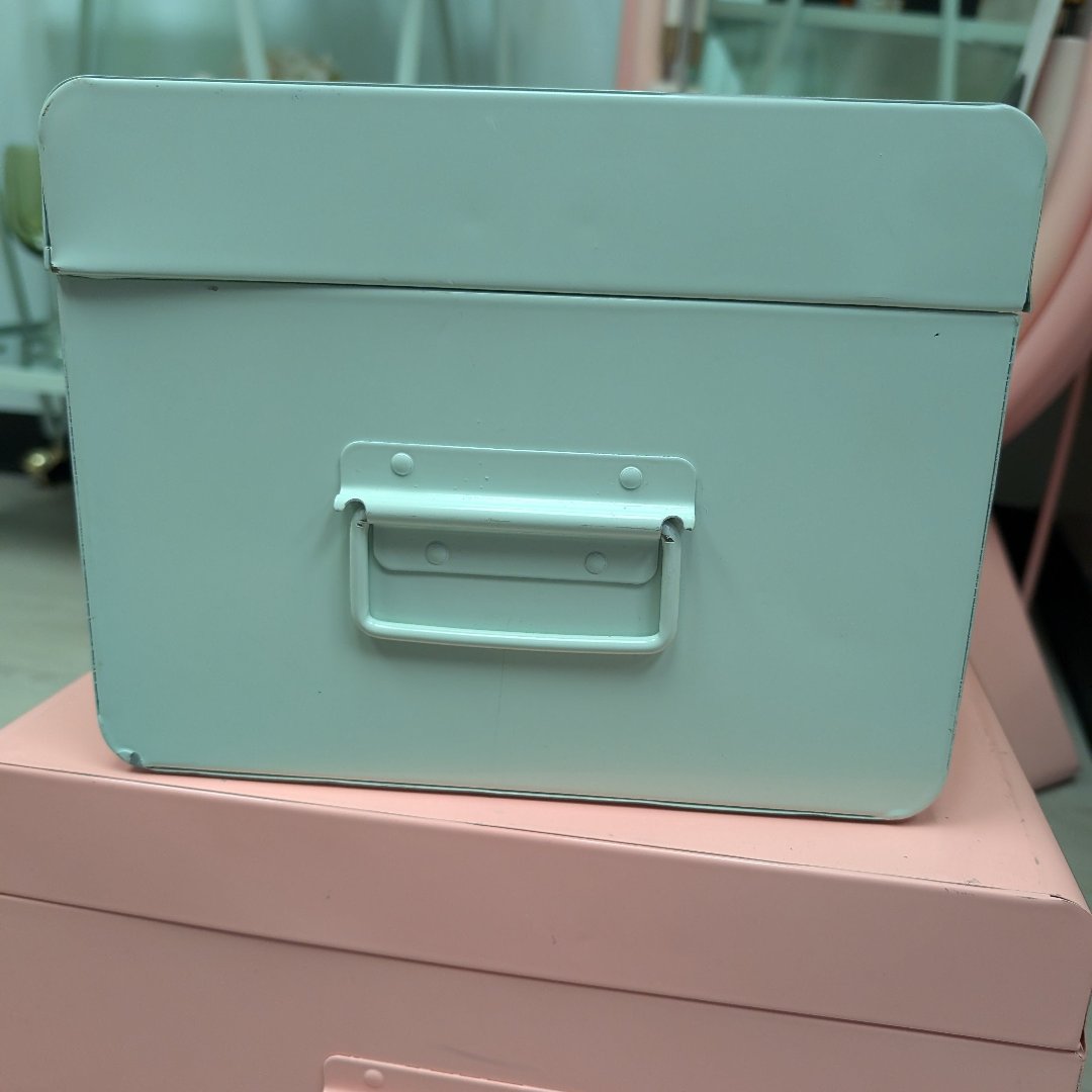 Mint Metal Storage Bin- Local Pick Up Only