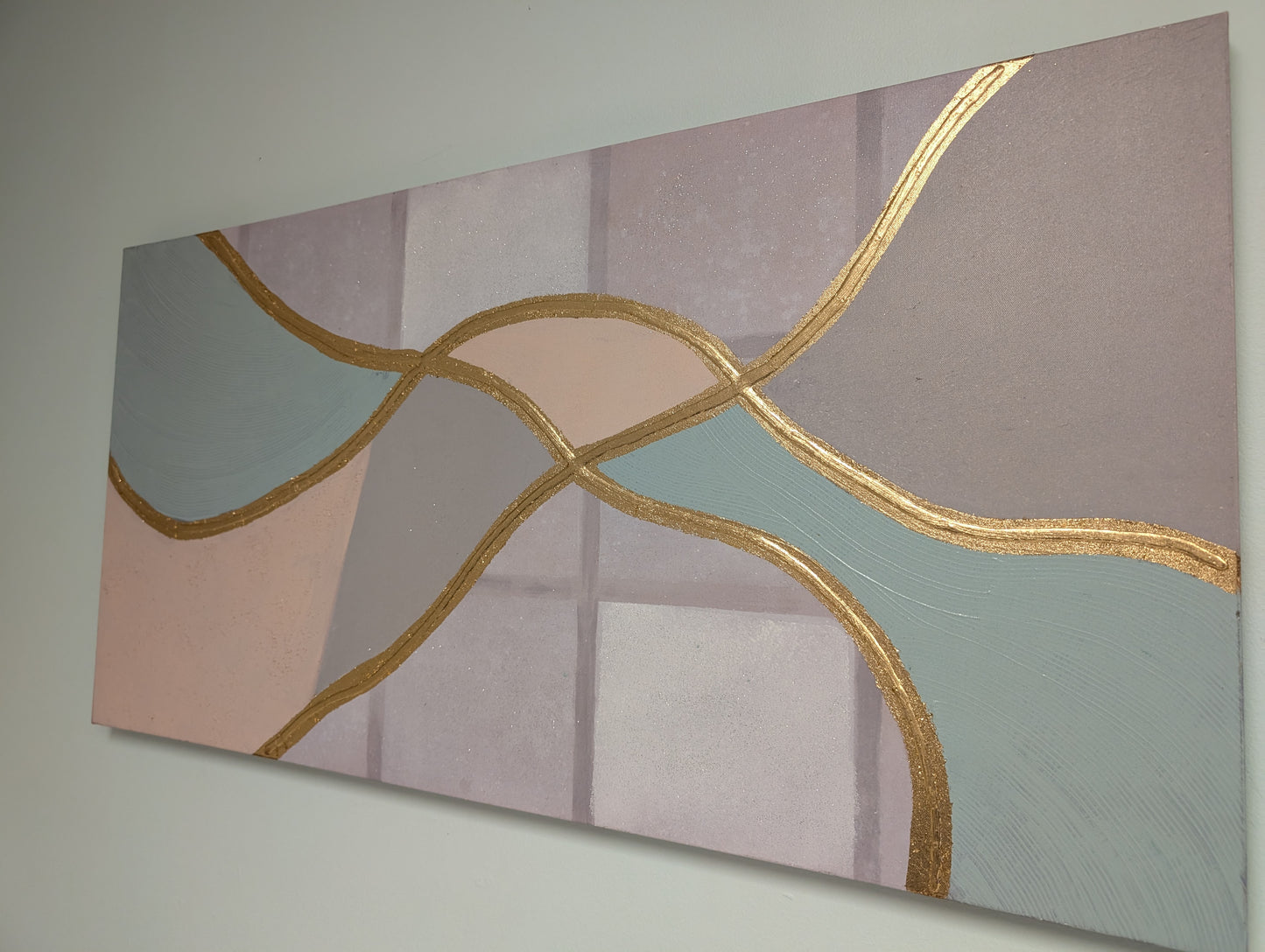 47”x23.5” Pastel Abstract with gold accent- Open Box