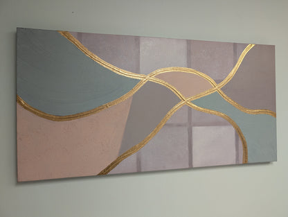 47”x23.5” Pastel Abstract with gold accent- Open Box