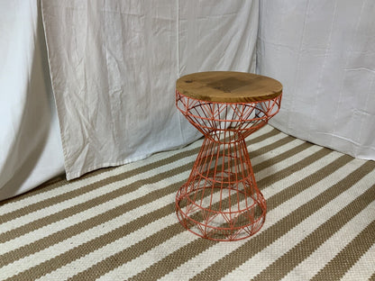 Painted wire frame table with wood top