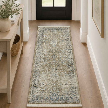 Vintage Blue Runner Rug- 3’ x 6’