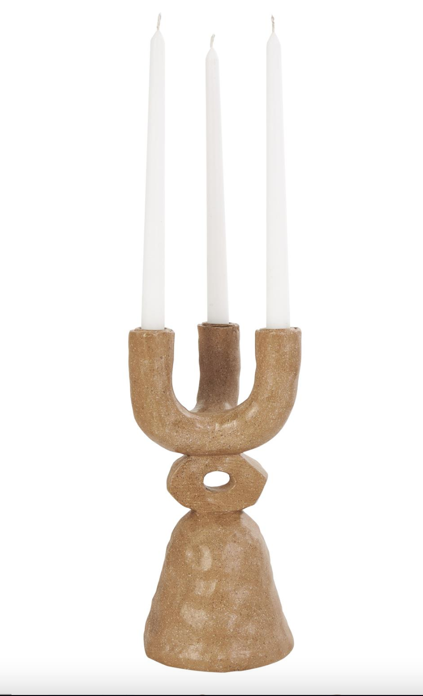 Brown Resin Abstract Totem Candelabra