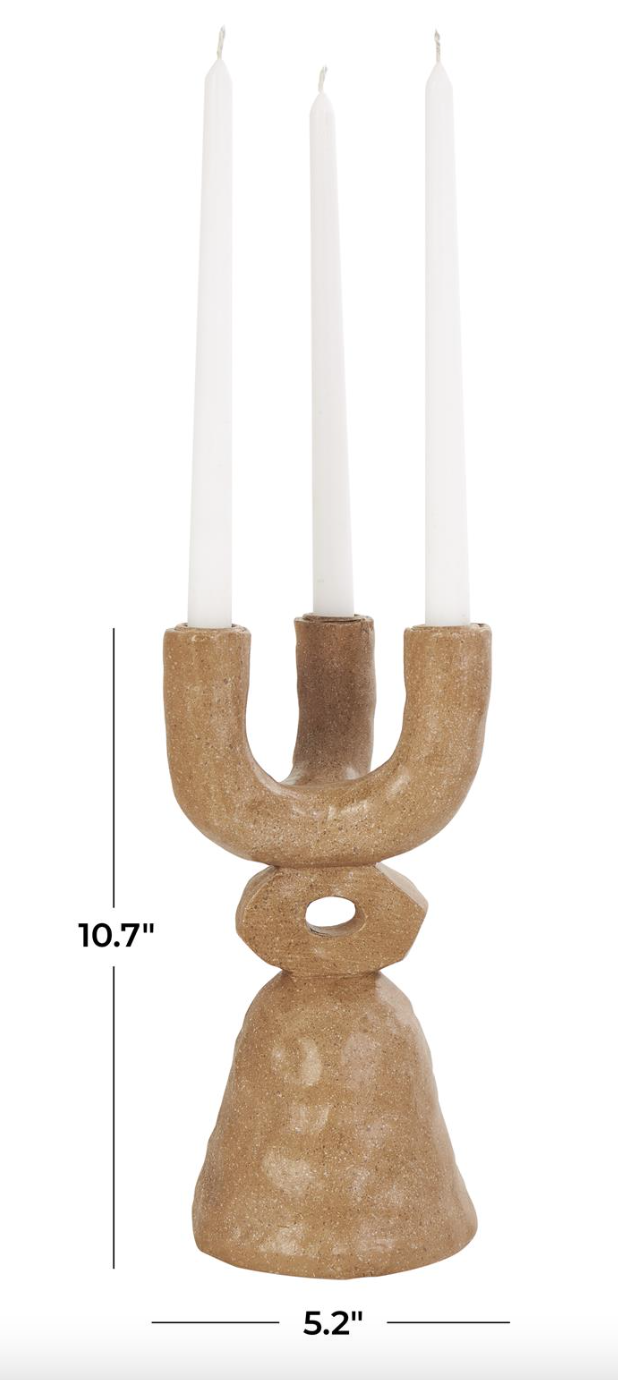 Brown Resin Abstract Totem Candelabra