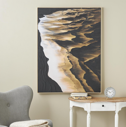Black Canvas Abstract Ombre Textured Framed Wall Art