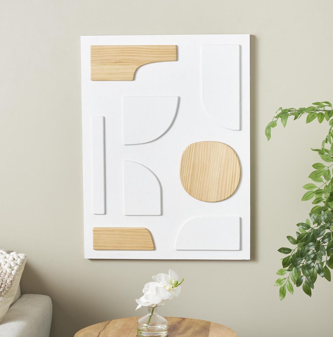 White Wood Geometric Wall Decor