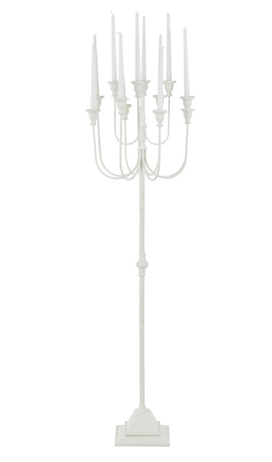 White Metal Taper 12 Slot Decorative Candelabra