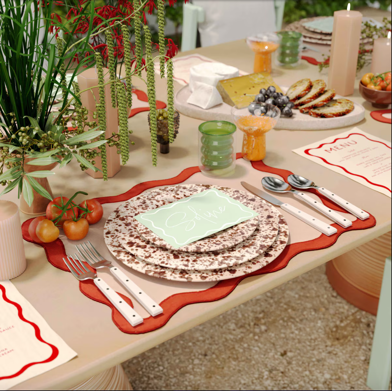 Scalloped Edge Rust and Orange Placemat- Set of 4