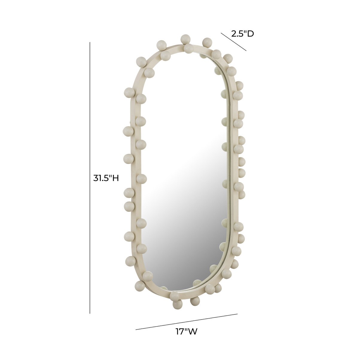 Bubbles Ivory Oval Wall Mirror