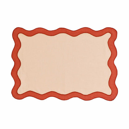 Scalloped Edge Rust and Orange Placemat- Set of 4
