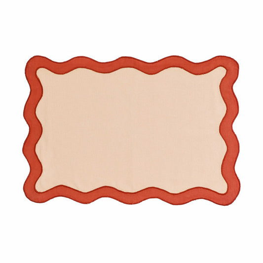 Scalloped Edge Rust and Orange Placemat- Set of 4