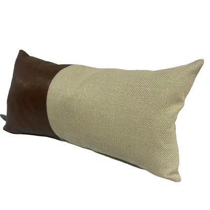 Lumbar Leather Accent Pillow 12x 24